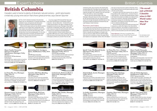 BC wineries in Decanter