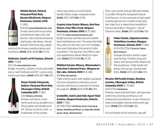 “Canada Can” Decanter Magazine!