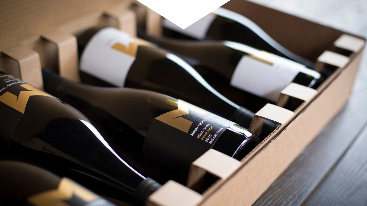 Meyer bottles in a laydown shipper