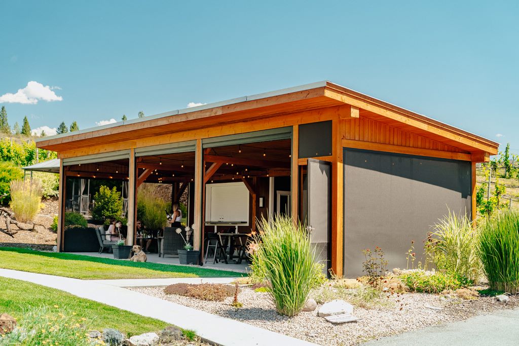 Tasting in Meyers outdoor cabana area